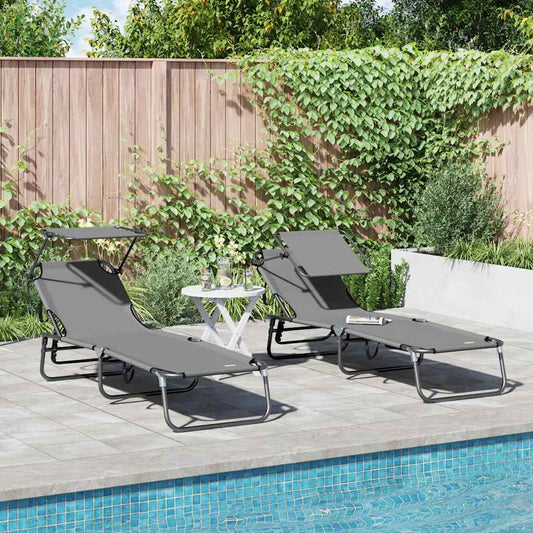 Tumbona Plegable 2 Pcs 190 X 57 X 81 Cm Oxford