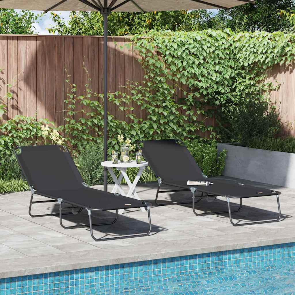 Tumbona Plegable 2 Pcs 188 X 57 X 86,5 Cm Poliéster