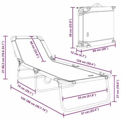 Tumbona Plegable 2 Pcs 188 X 57 X 86,5 Cm Poliéster