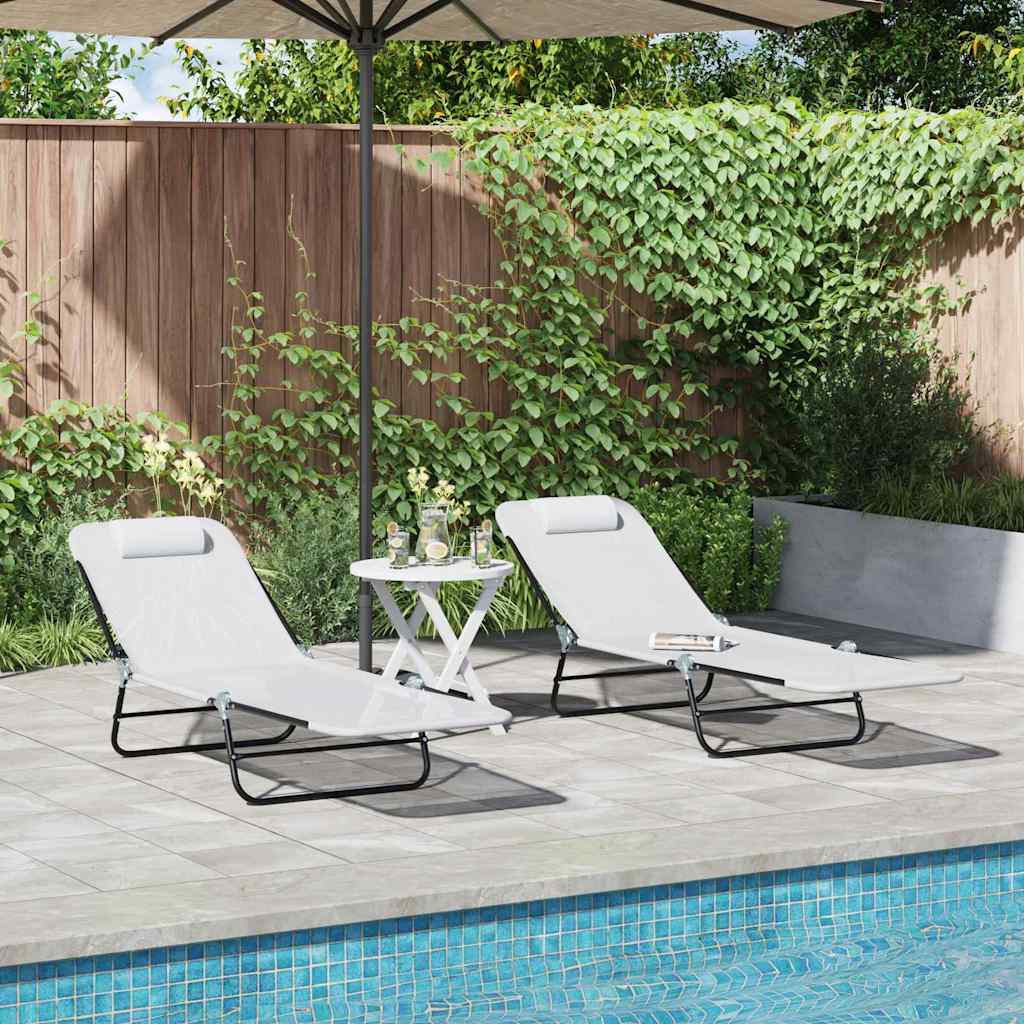 Tumbona Plegable 2 Pcs 182 X 55 X 85,5 Cm Textileno