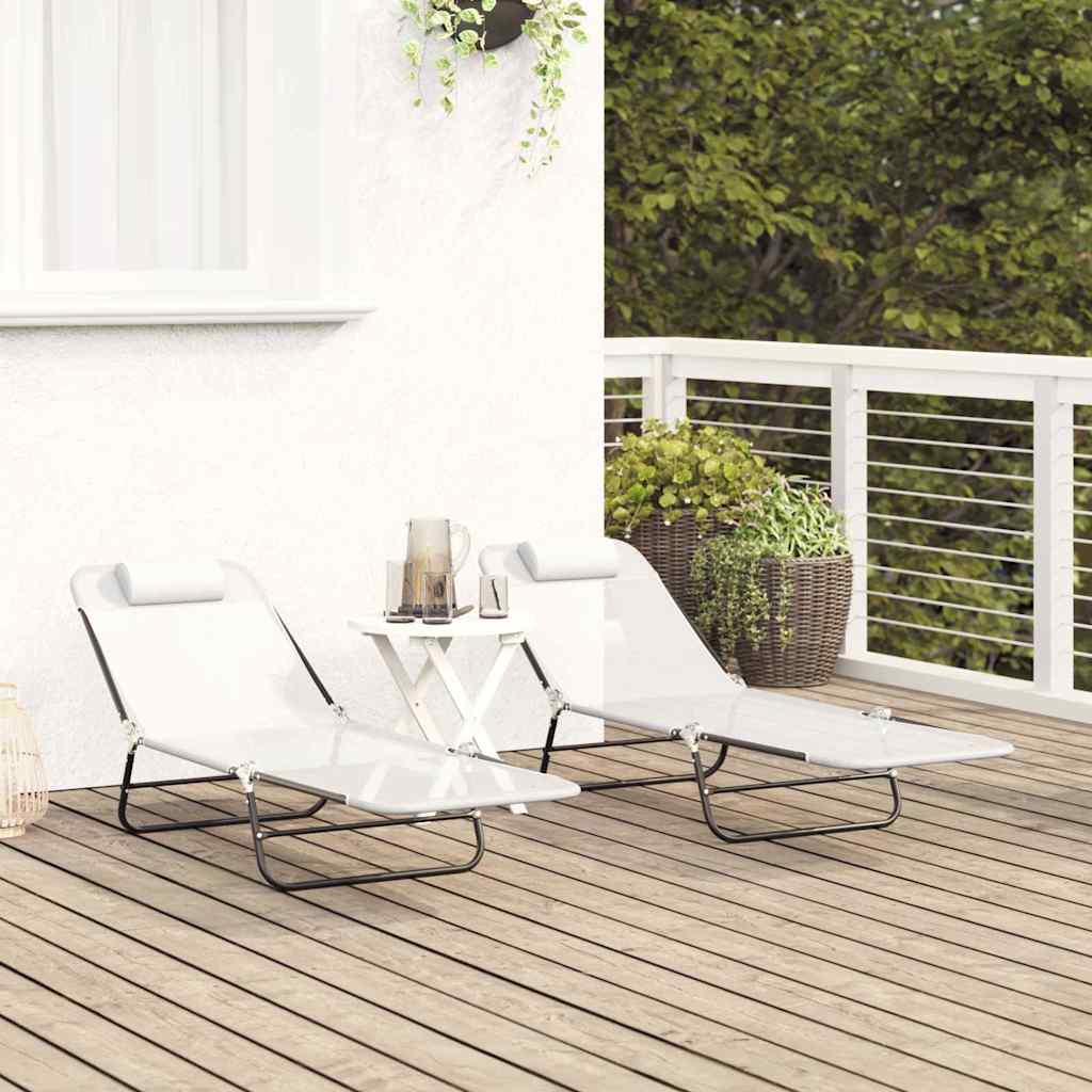 Tumbona Plegable 2 Pcs 182 X 55 X 85,5 Cm Textileno