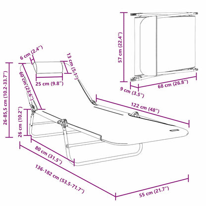 Tumbona Plegable 2 Pcs 182 X 55 X 85,5 Cm Textileno