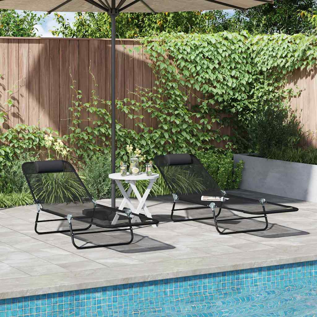 Tumbona Plegable 2 Pcs 182 X 55 X 85,5 Cm Textileno