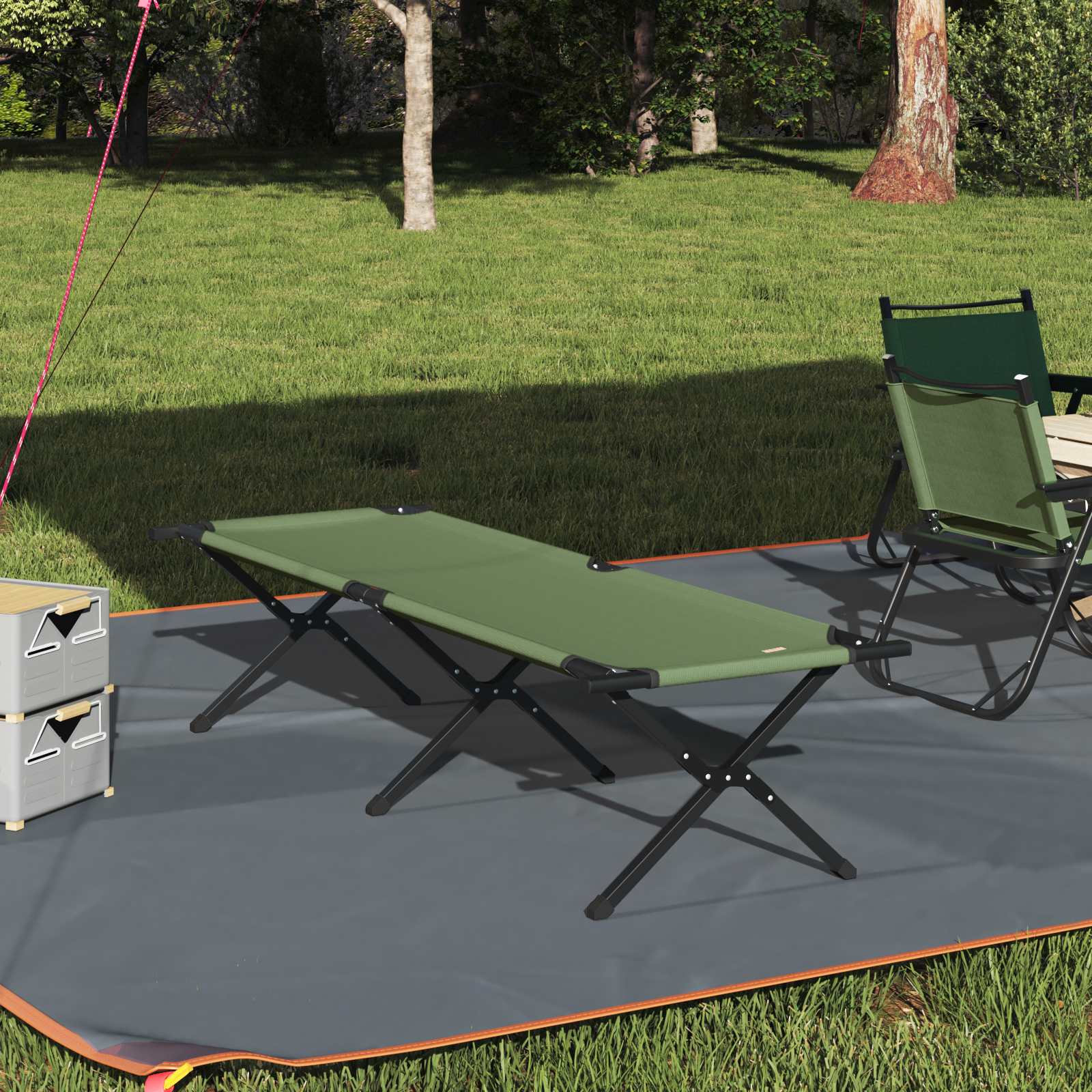 Cama De Camping Plegable Manual 2 Pcs