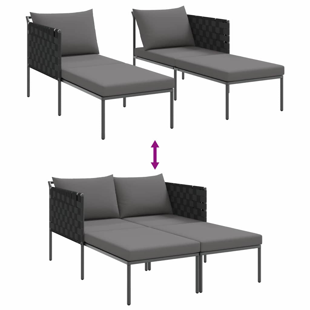Tumbona Con Cojín 2-Persona Antracita 153 X 115 X 69.5 Cm