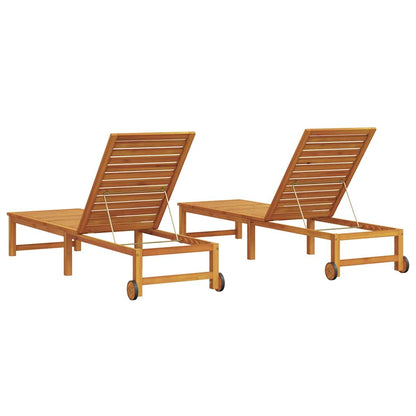 Tumbona 2 Pcs Marrón 202 X 53 X 89 Cm Madera De Acacia Sólida
