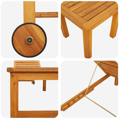 Tumbona 3 Pcs Marrón Madera De Acacia Sólida