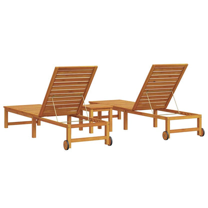 Tumbona 3 Pcs Marrón Madera De Acacia Sólida