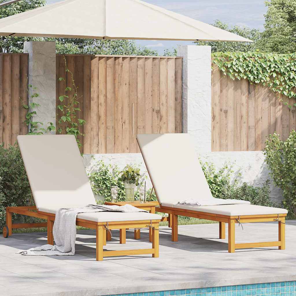 Tumbona 2 Pcs Marrón 202 X 53 X 89 Cm Madera De Acacia Sólida