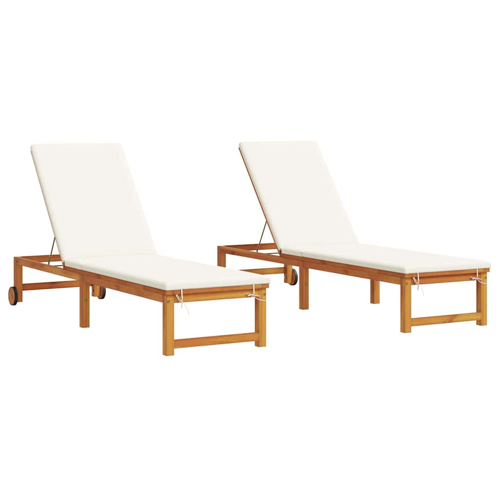 Tumbona 2 Pcs Marrón 202 X 53 X 89 Cm Madera De Acacia Sólida