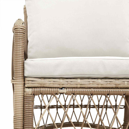 Silla De Jardín Con Cojín Beige 73 X 61 X 77 Cm Ratán Sintético