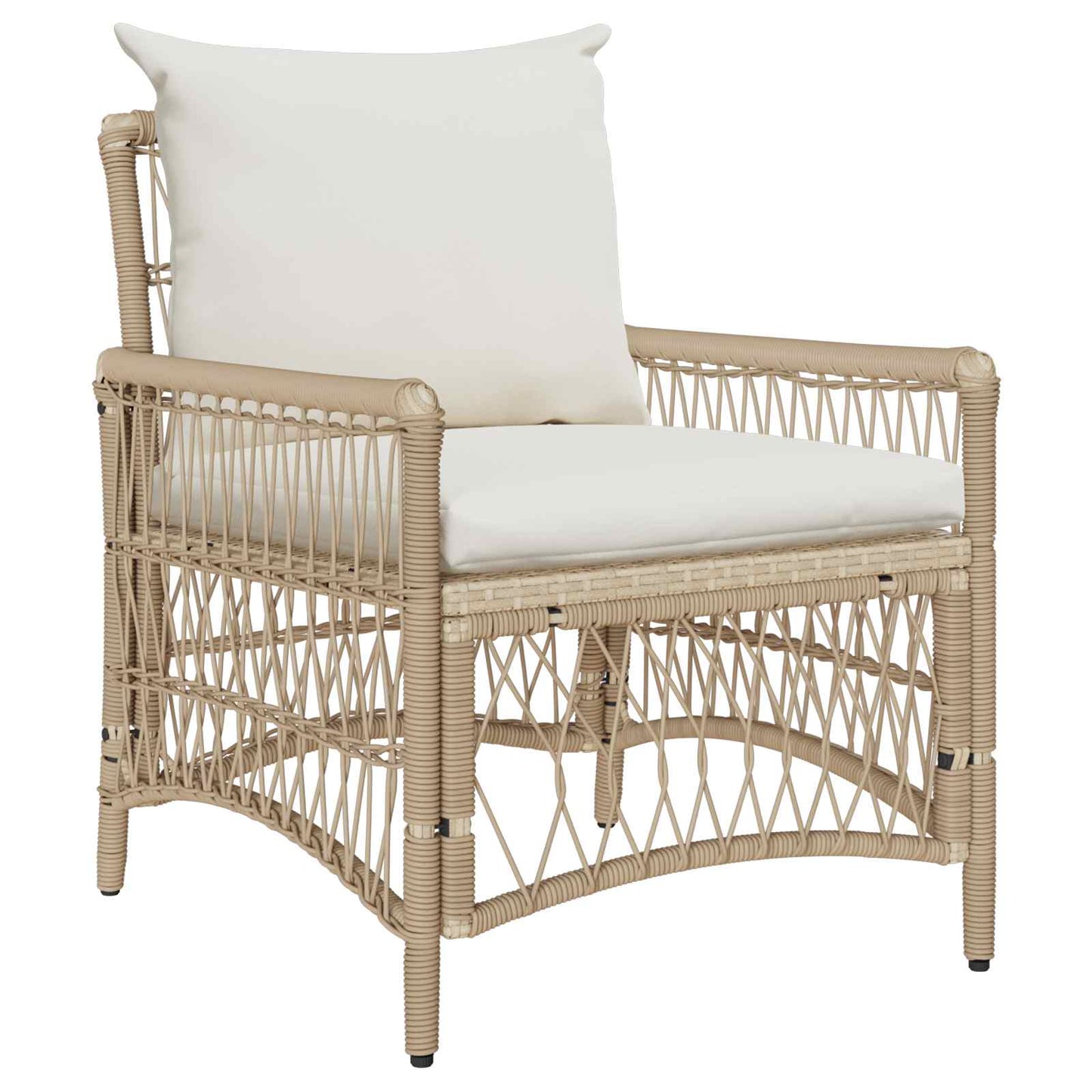 Silla De Jardín Con Cojín Beige 73 X 61 X 77 Cm Ratán Sintético