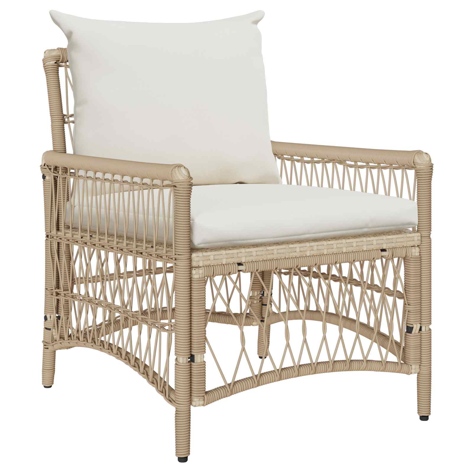 Silla De Jardín Con Cojín Beige 73 X 61 X 77 Cm Ratán Sintético