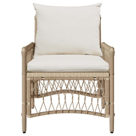 Silla De Jardín Con Cojín Beige 73 X 61 X 77 Cm Ratán Sintético