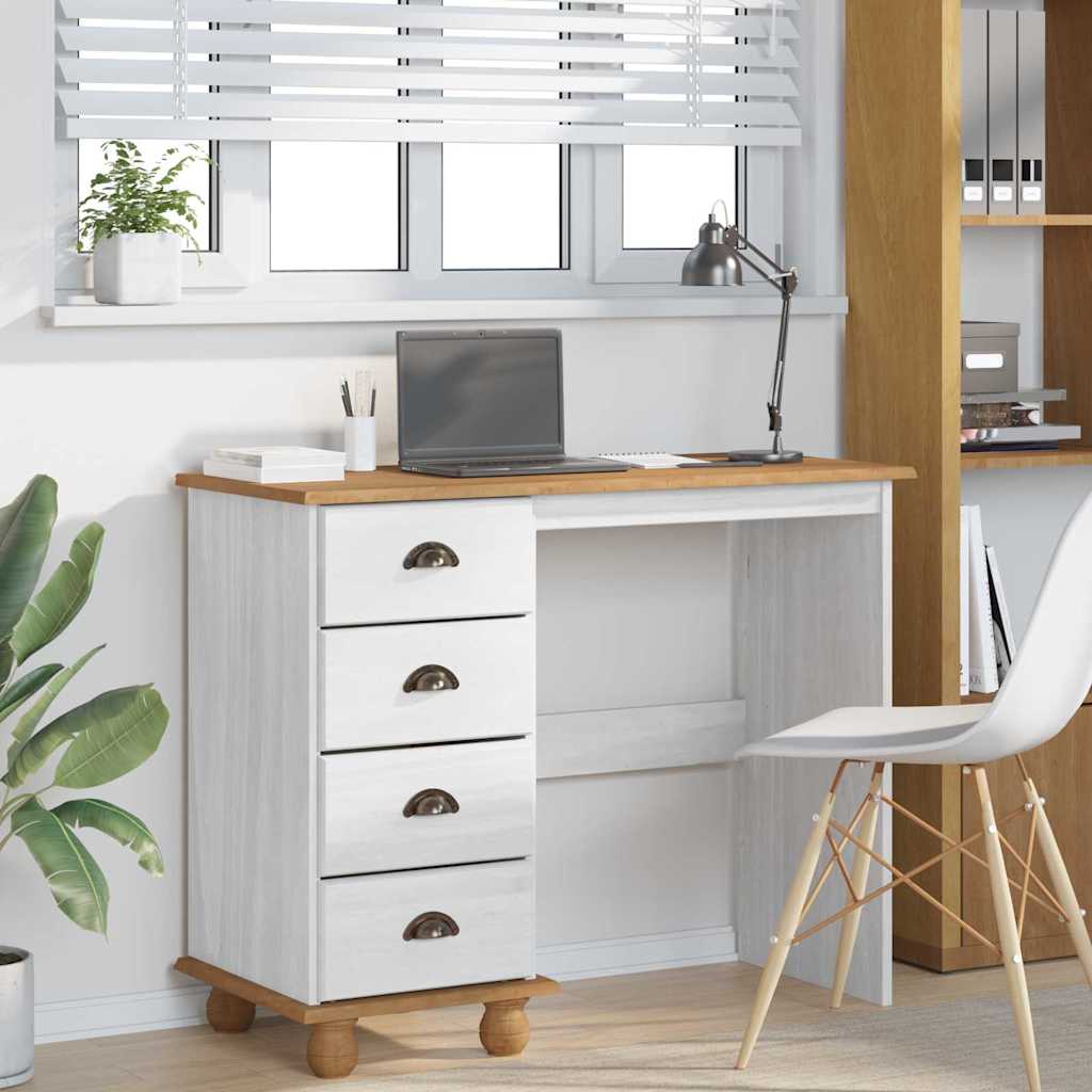 Escritorio Askim 95 X 40 X 75 Cm Madera De Pino Macizo