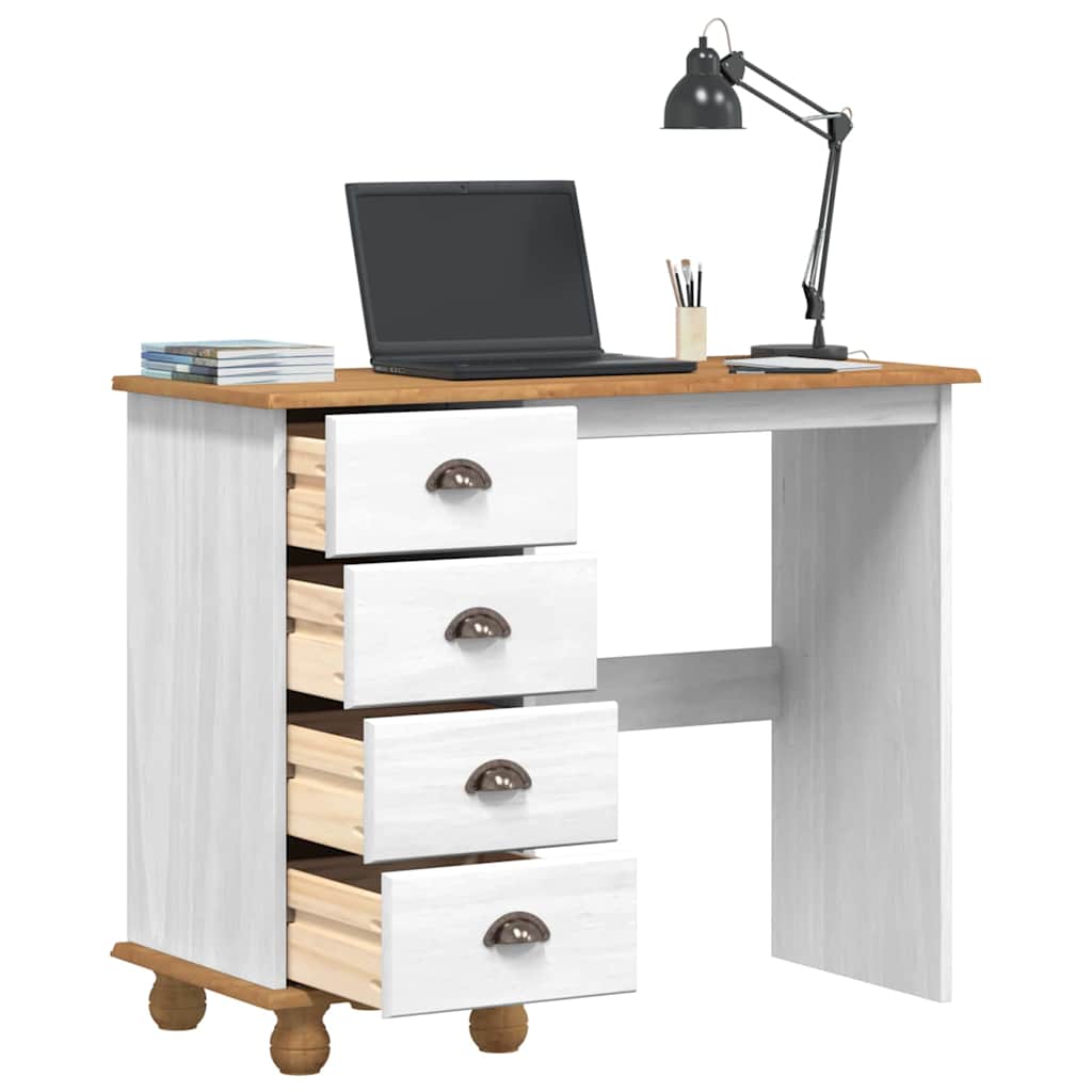 Escritorio Askim 95 X 40 X 75 Cm Madera De Pino Macizo