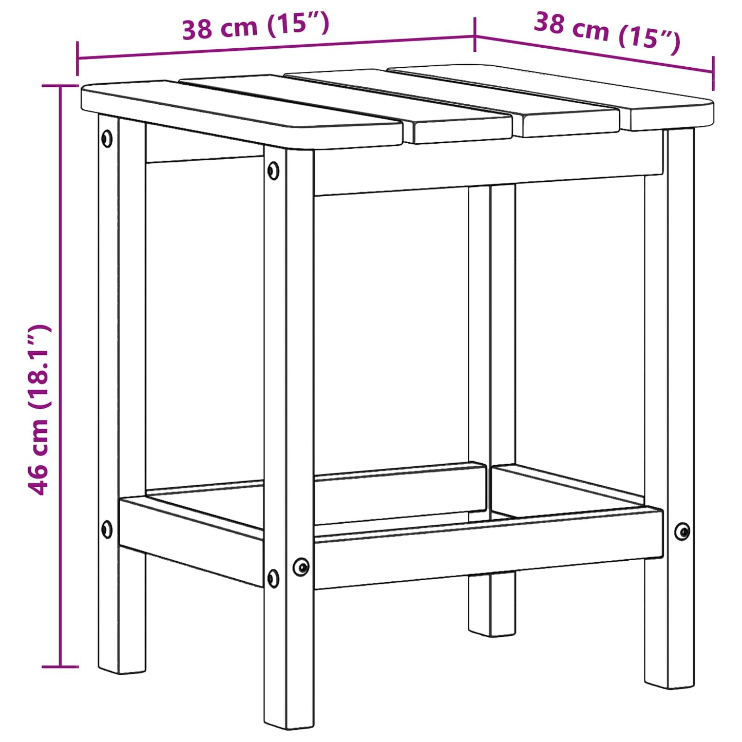 Mesa Lateral 38 X 38 X 46 Cm Polietileno