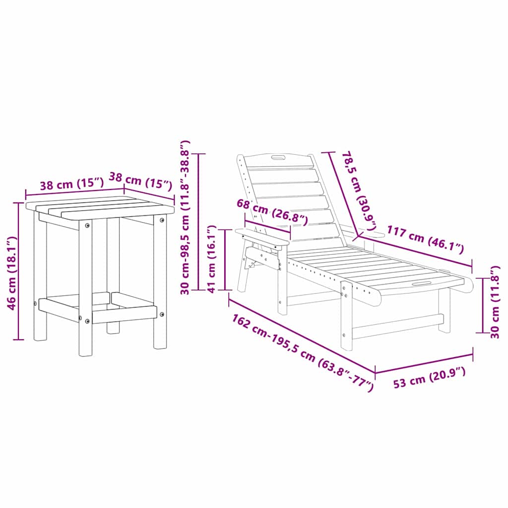 Tumbona 3 Pcs Polietileno