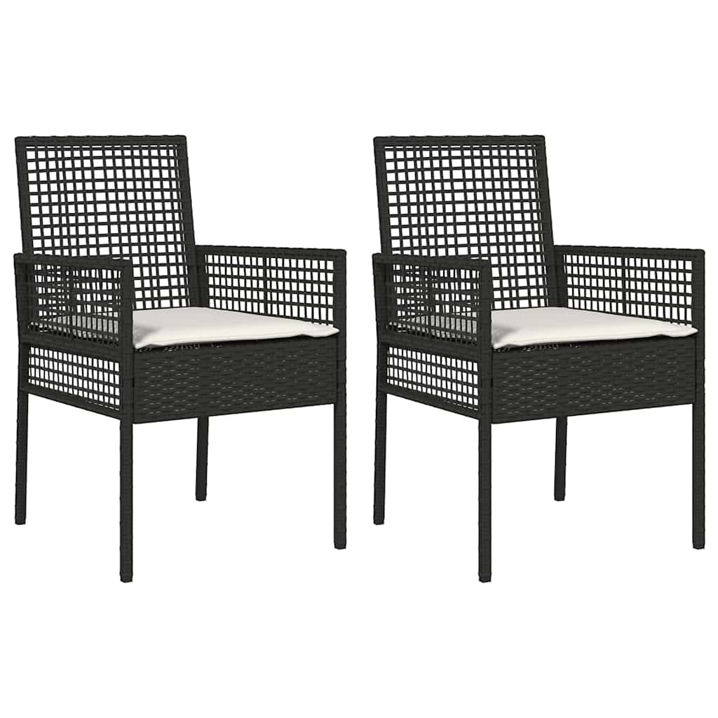 Silla De Jardín 2 Pcs Negro 55 X 53 X 85 Cm Ratán Sintético