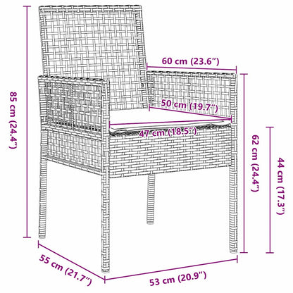 Silla De Jardín 2 Pcs Negro 55 X 53 X 85 Cm Ratán Sintético