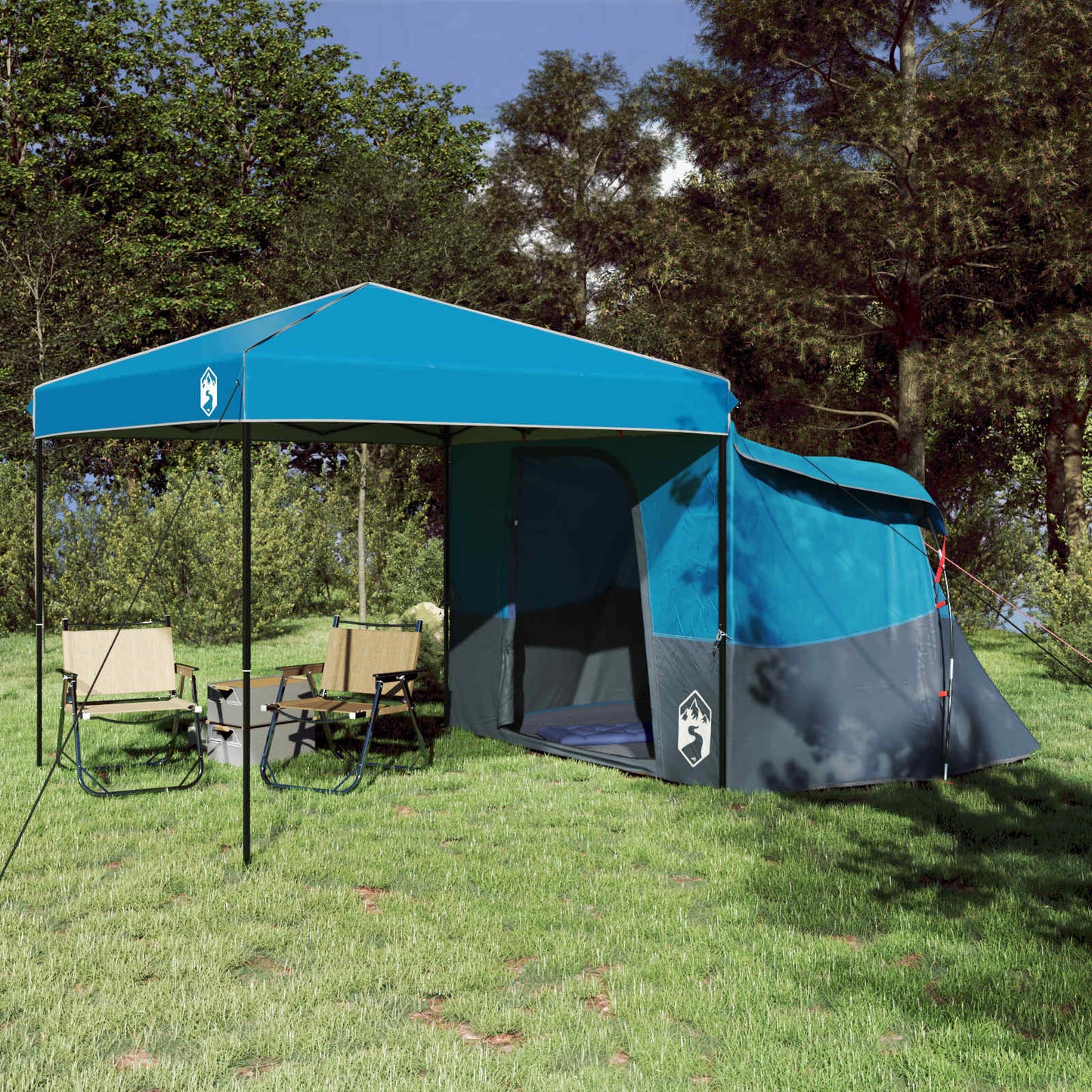 Juego De Tienda De Camping 2 Pcs Gris Y Tafetán Y Tela
