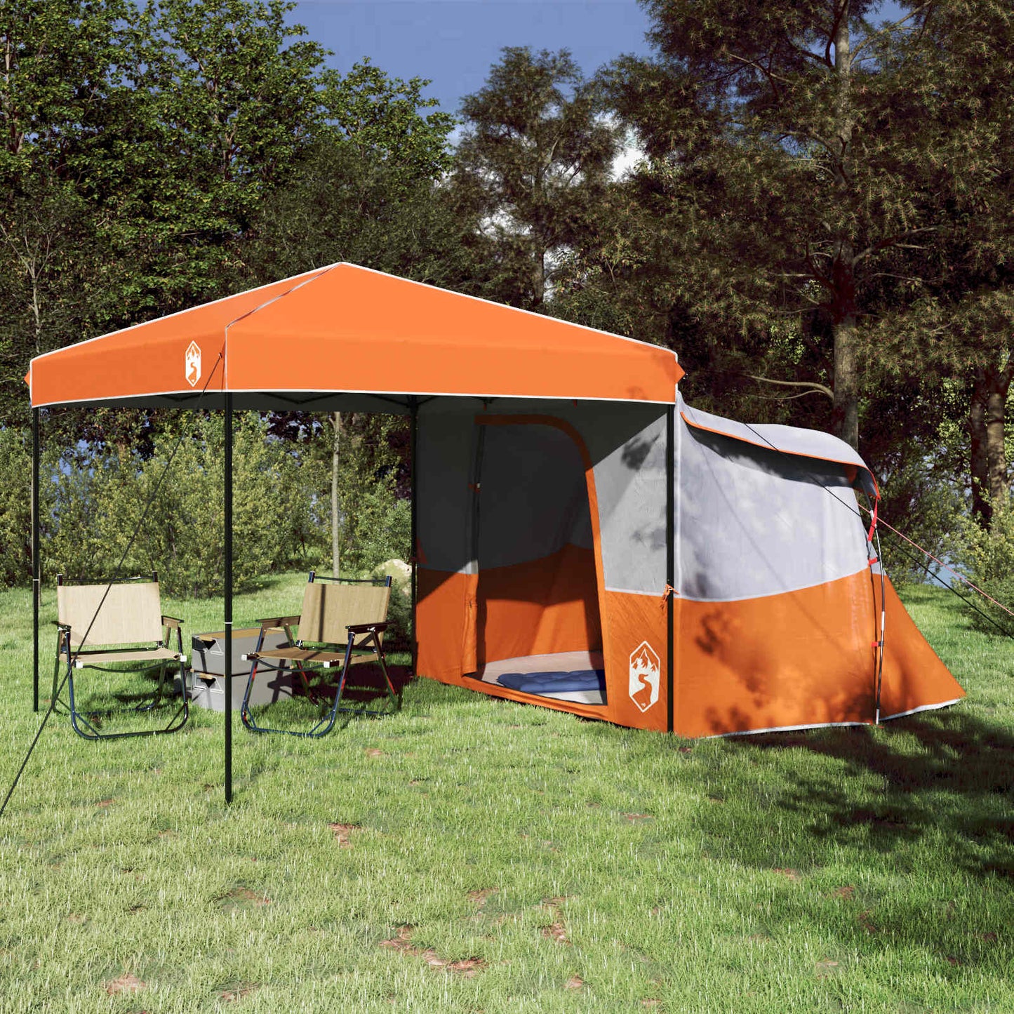 Juego De Tienda De Camping 2 Pcs Gris Y Tafetán Y Tela