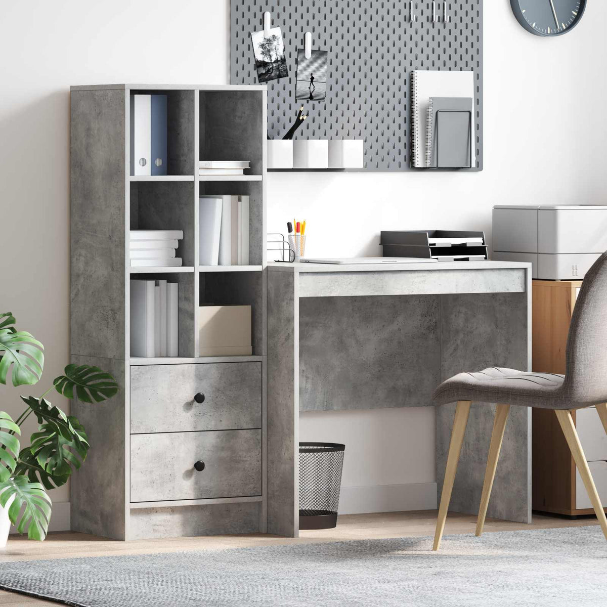 Escritorio Gris Concreto 145.5 X 50 X 127 Cm 2 Uds.