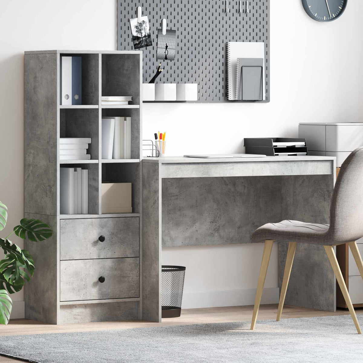 Escritorio Gris Concreto 145.5 X 50 X 127 Cm 2 Uds.