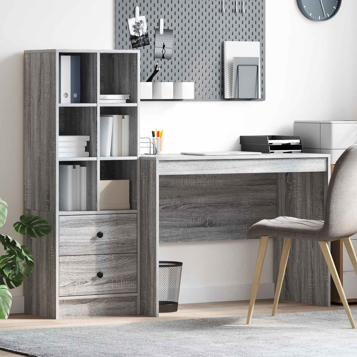 Escritorio Gris Concreto 145.5 X 50 X 127 Cm 2 Uds.