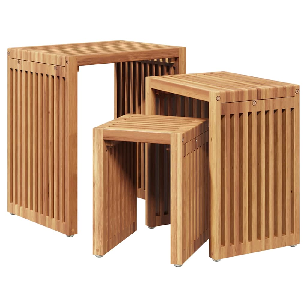 Mesa Auxiliar De Jardín 3 Pcs Marrón 33 X 44,5 X 51 Cm