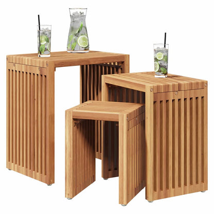 Mesa Auxiliar De Jardín 3 Pcs Marrón 33 X 44,5 X 51 Cm