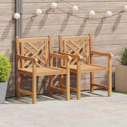 Silla De Jardín 2 Pcs 60 X 58 X 90 Cm Madera De Teca Maciza