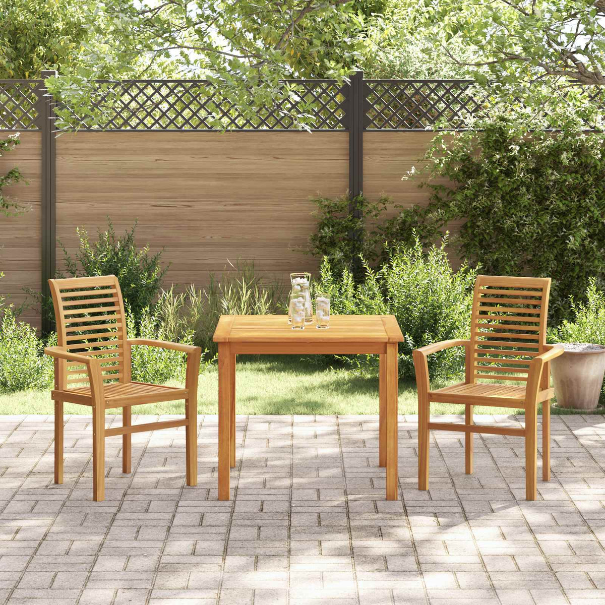 Silla De Comedor 2 Uds. Madera De Teca Maciza Marrón