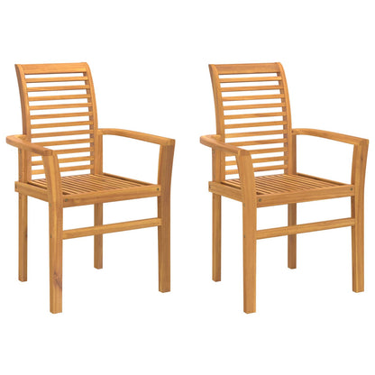 Silla De Comedor 2 Uds. Madera De Teca Maciza Marrón