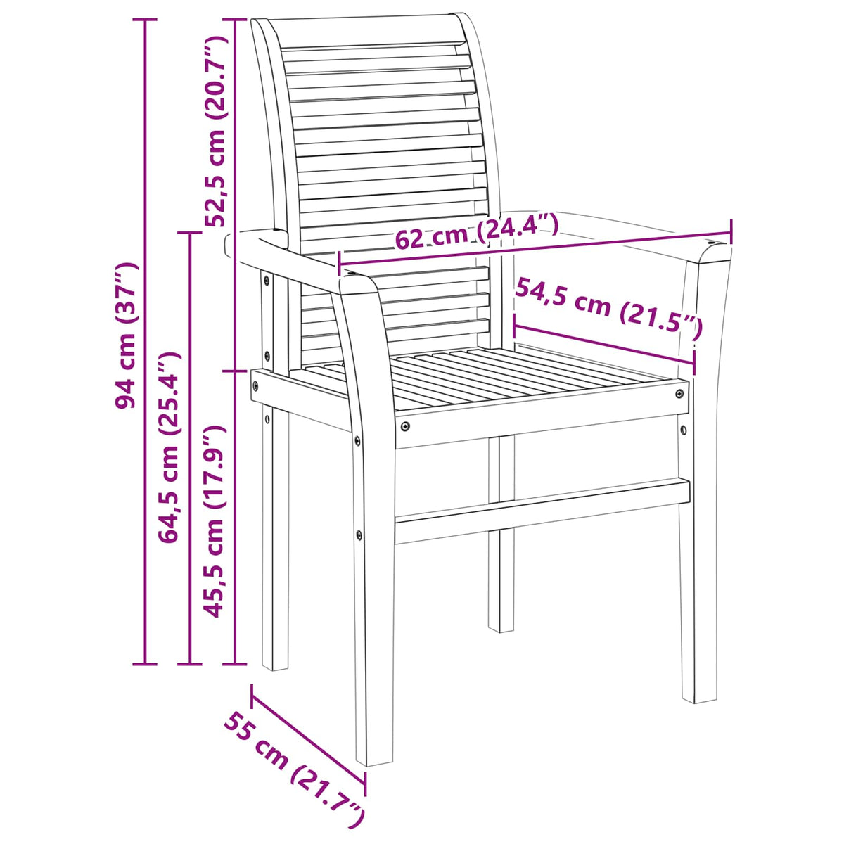 Silla De Comedor 2 Uds. Madera De Teca Maciza Marrón