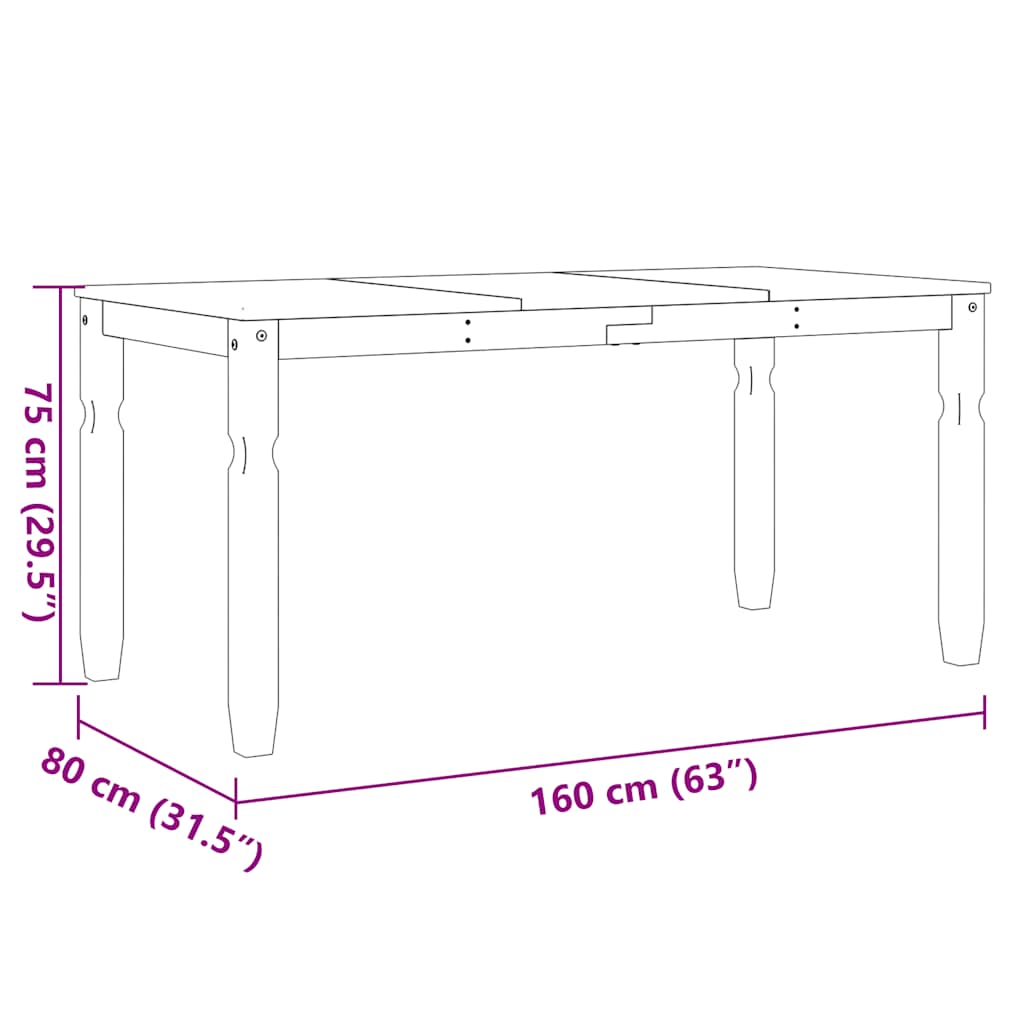 Juego De Comedor Panama 3 Pzas Madera Maciza De Pino