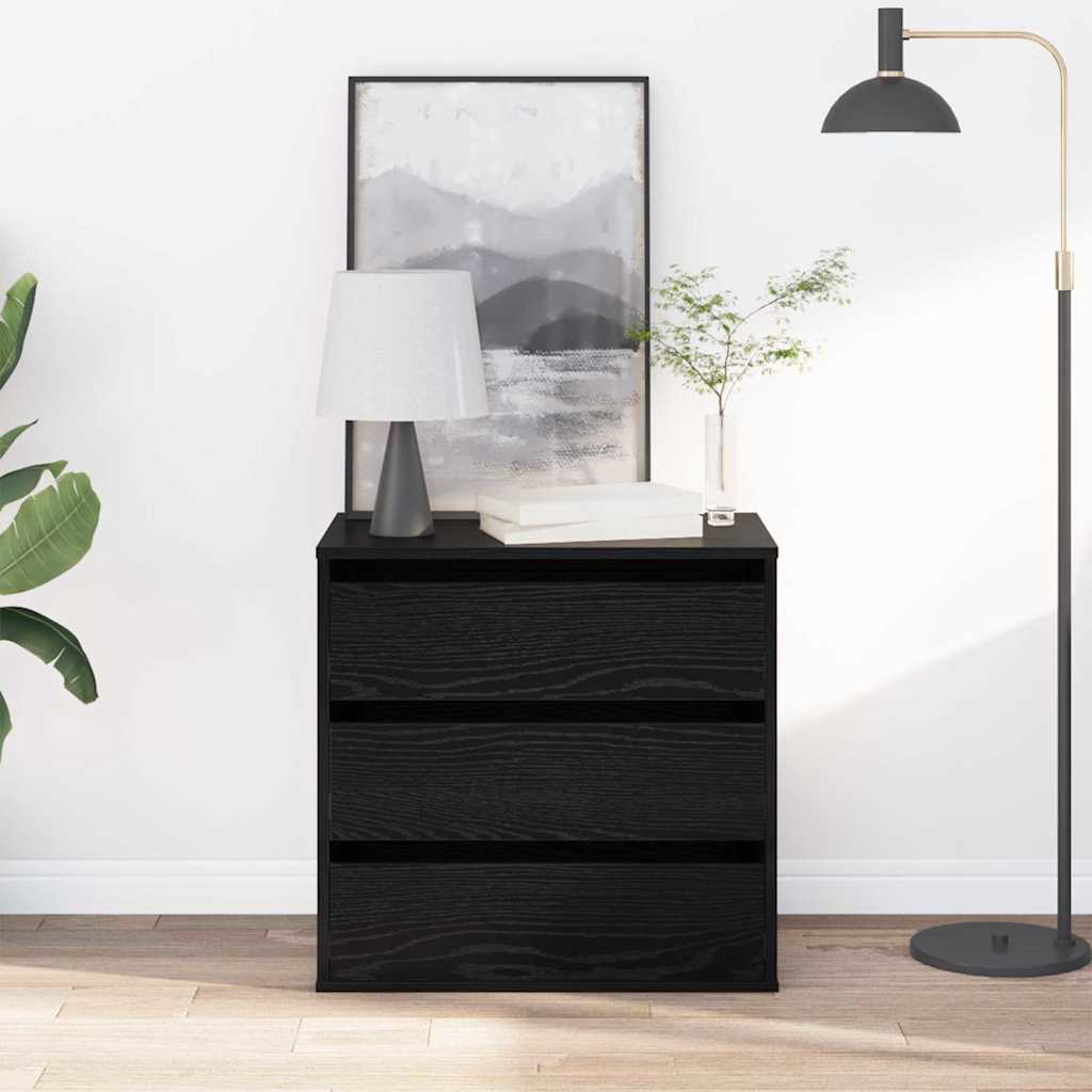 Cajonera 3-Cajón Negro Madera De Ingeniería