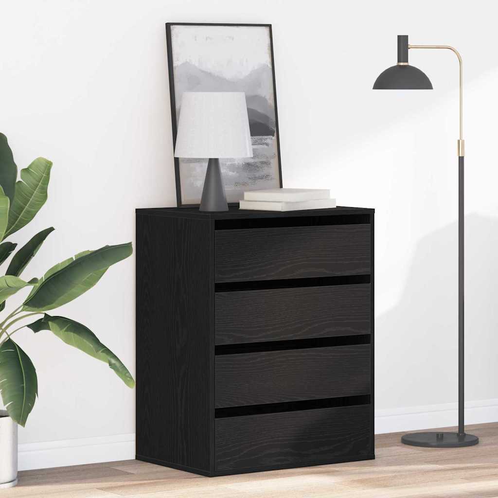 Cajonera 3-Cajón Negro Madera De Ingeniería
