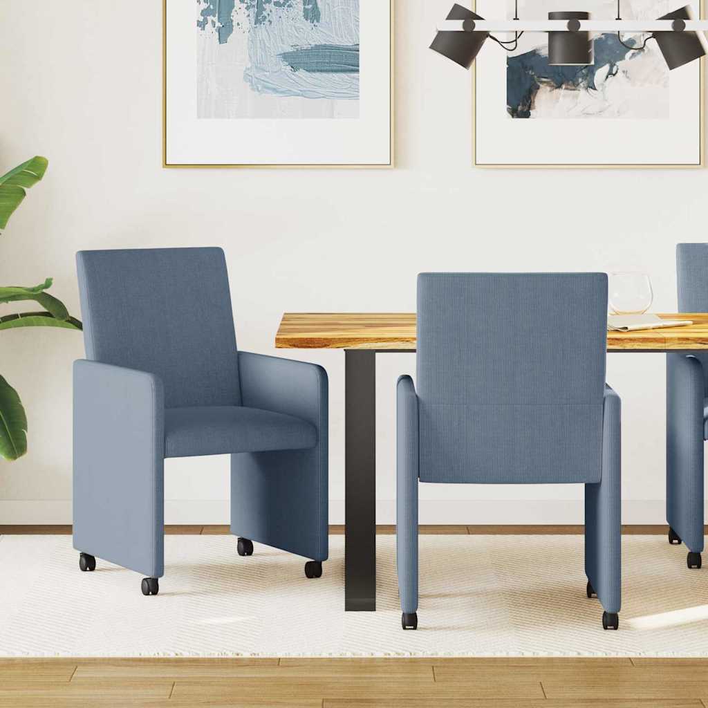 Sillas De Comedor Con Ruedas 2 Uds. Tela De Pana