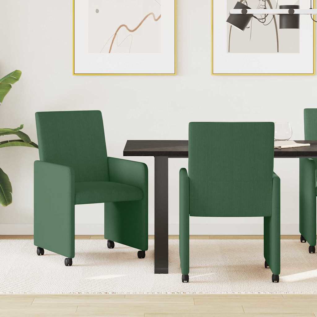 Sillas De Comedor Con Ruedas 2 Uds. Tela De Pana