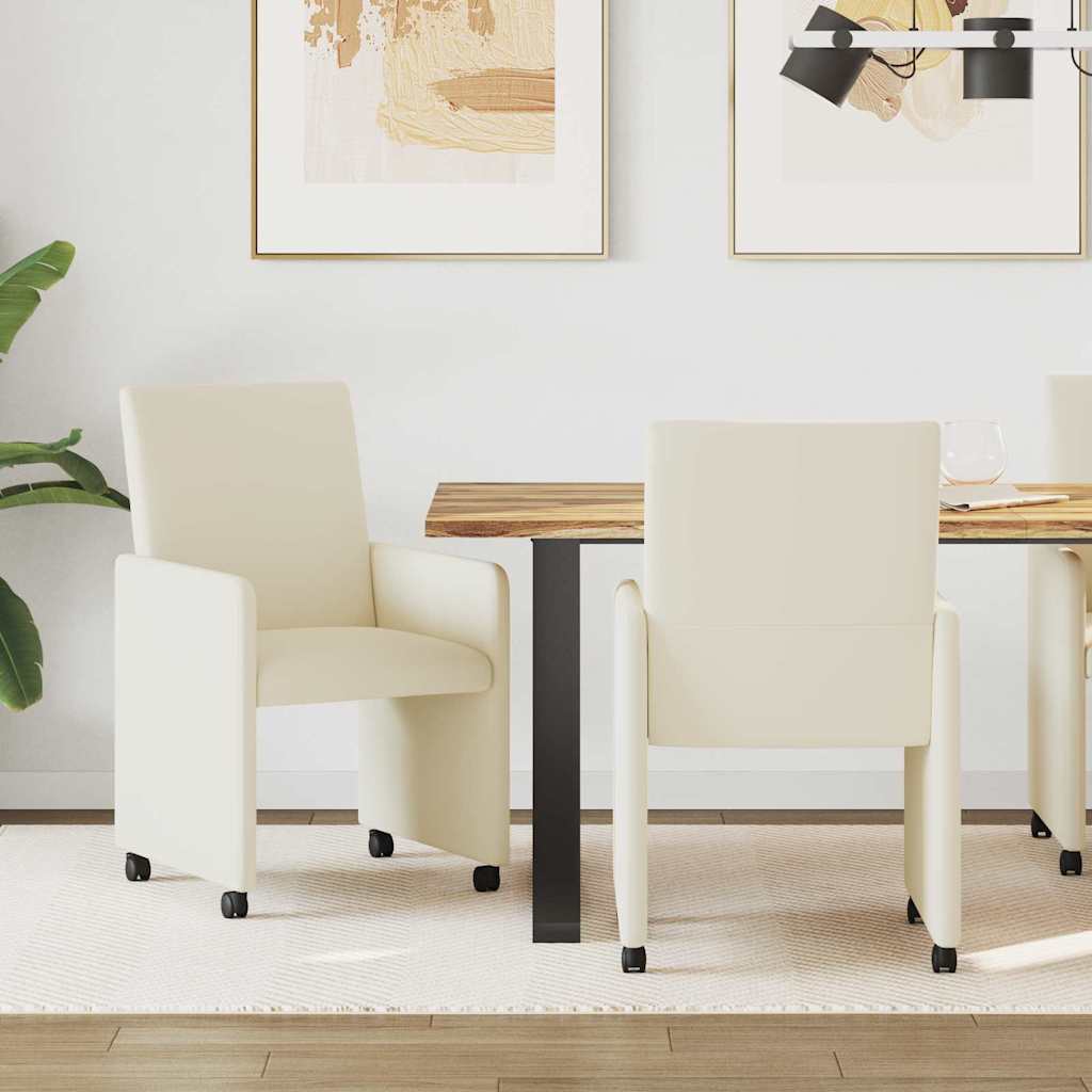 Sillas De Comedor Con Ruedas 2 Uds. Cuero Sintético