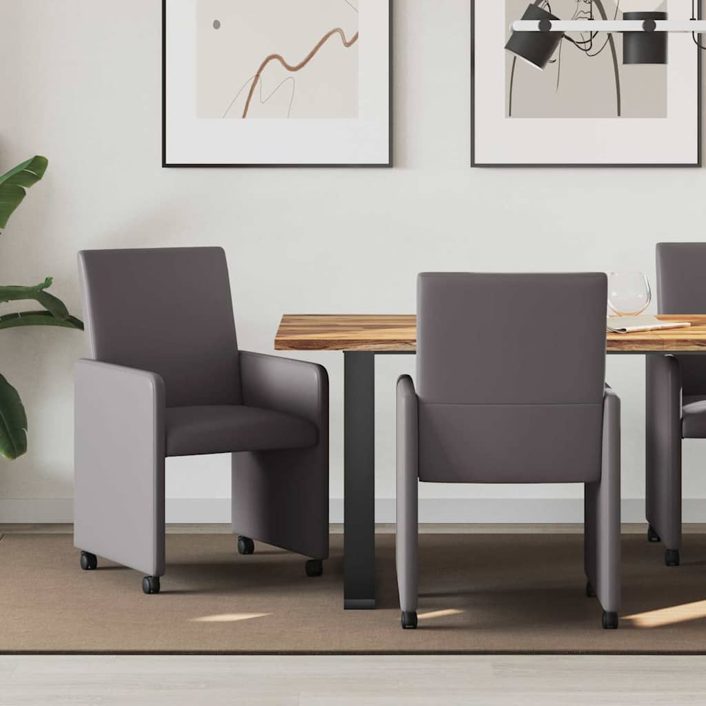 Sillas De Comedor Con Ruedas 2 Uds. Cuero Sintético