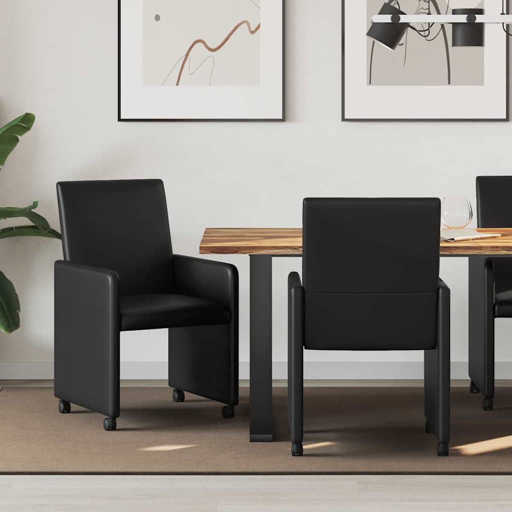 Sillas De Comedor Con Ruedas 2 Uds. Cuero Sintético