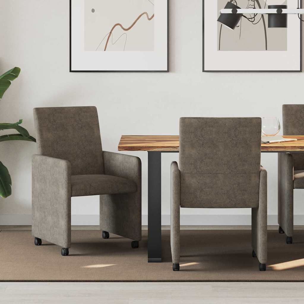 Sillas De Comedor Con Ruedas 2 Uds. Cuero De Ante Sintético