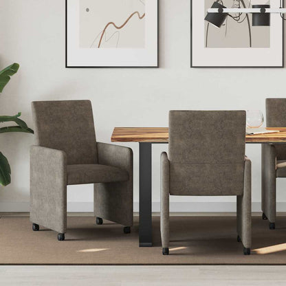 Sillas De Comedor Con Ruedas 2 Uds. Cuero De Ante Sintético