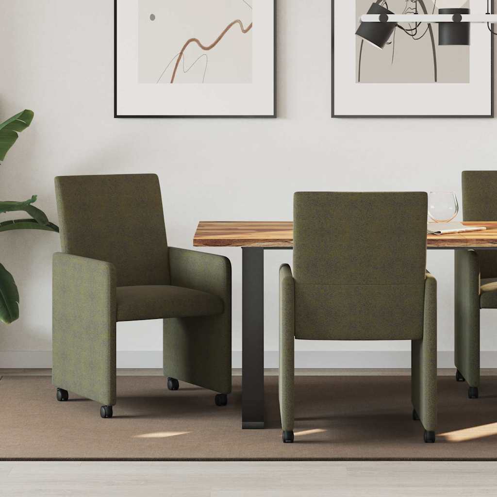 Sillas De Comedor Con Ruedas 2 Uds. Cuero De Ante Sintético