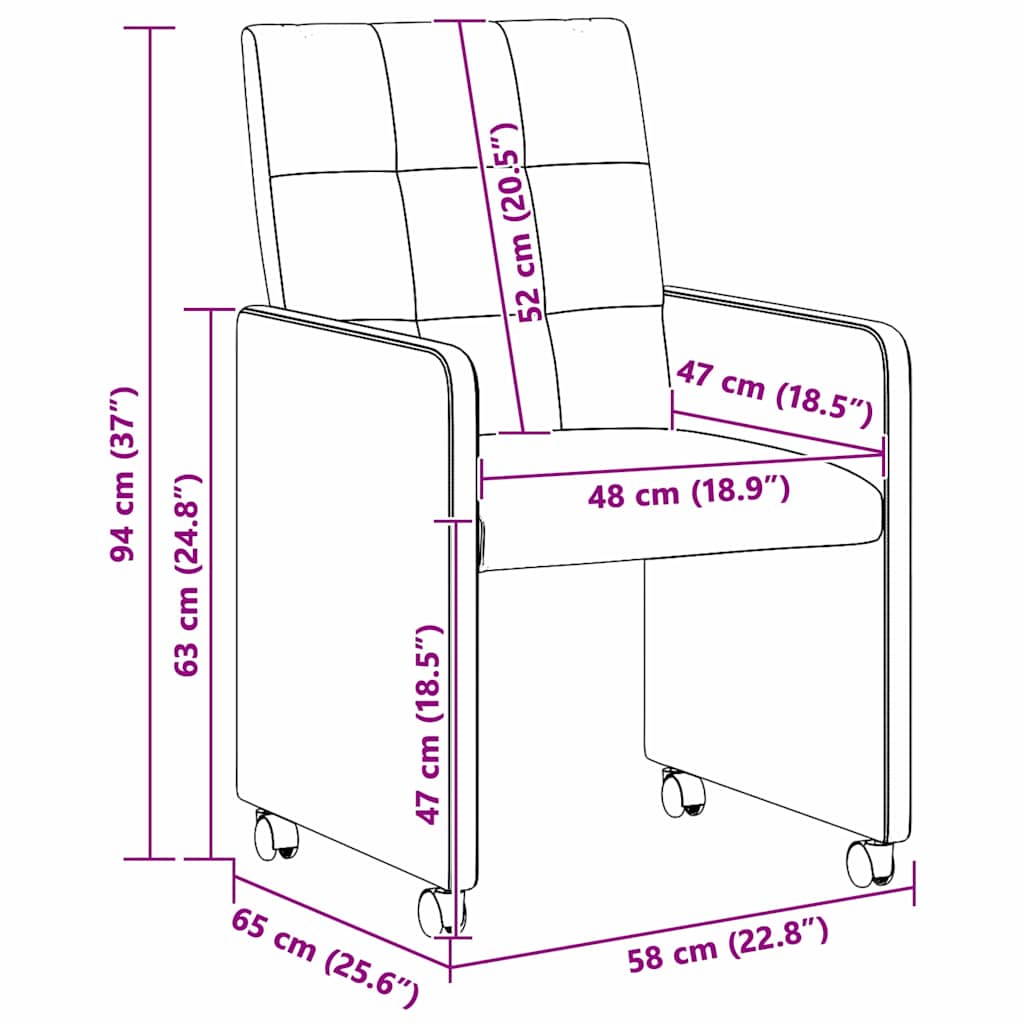Sillas De Comedor Con Ruedas 2 Uds. Tela 58 X 65 X 94 Cm