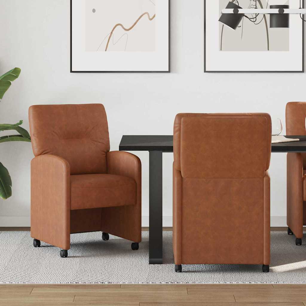 Sillas De Comedor Con Ruedas 2 Uds. Cuero Sintético