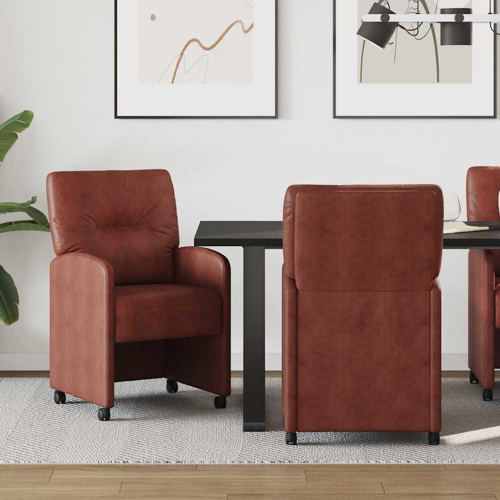 Sillas De Comedor Con Ruedas 2 Uds. Cuero Sintético