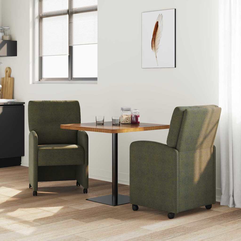 Sillas De Comedor Con Ruedas 2 Uds. Cuero De Ante Sintético